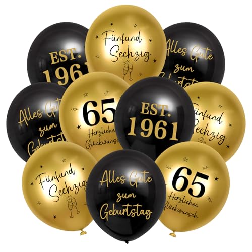 HUKUMA Deko Geburtstag,Deko Mann Frauen,Luftballons Gold Schwarz Männer,Happy Birthday Latex Ballons,Alles Gute zum Geburtstag Geburtstagsdeko