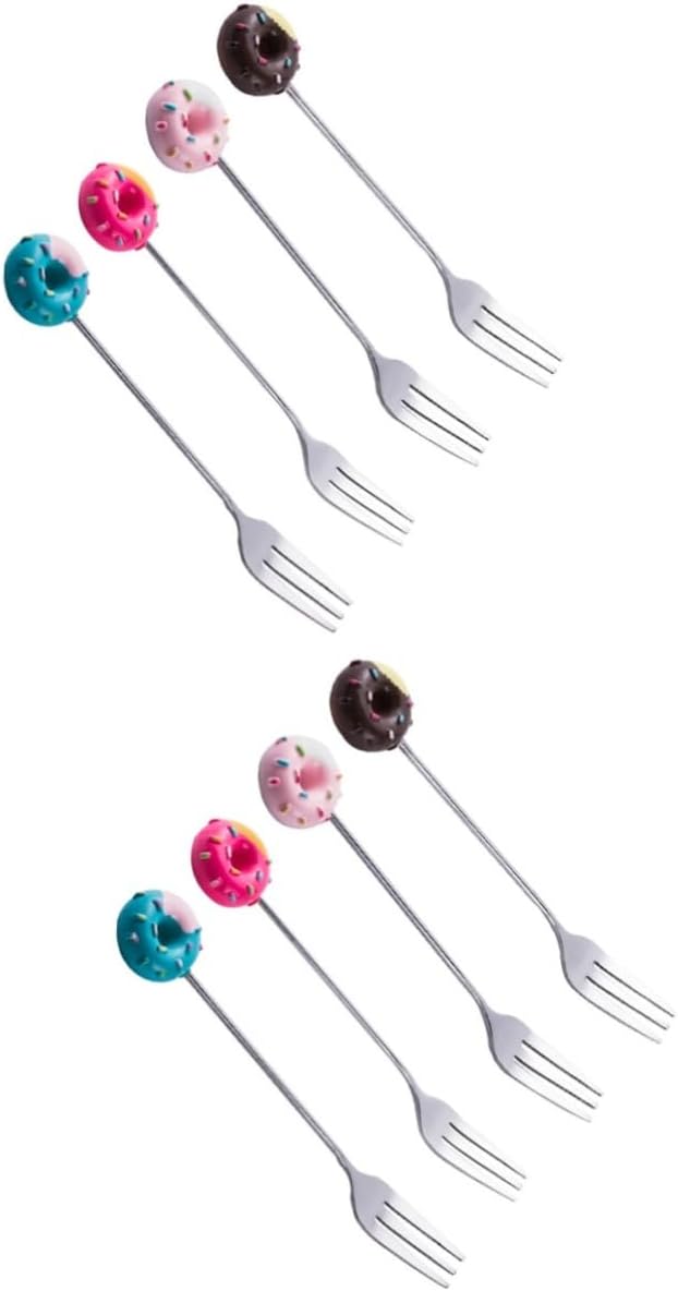 Dinner Forks, 8 Pcs Fruit Fork Ice Cream Fork Cartoon Fork Stainless Steel Fork Dessert Fork