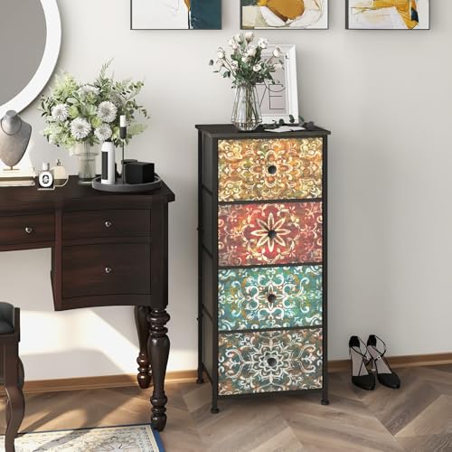 Welfuturer Cómoda con 4 cajones de tela