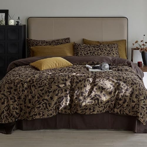 Freyamy Leopard Bettwäsche 135x200 4teilig Braun Leoparden Bettwäsche Set – Ansicht 7