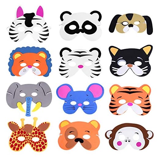 YeahiBaby Máscara de Espuma de Animales Surtidos para los niños Fiesta de cumpleaños favores de Vestir Costume-12pcs
