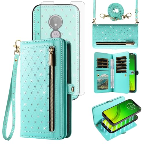 Housse anti-chute Moto G7 Power avec rangement zippé bleu