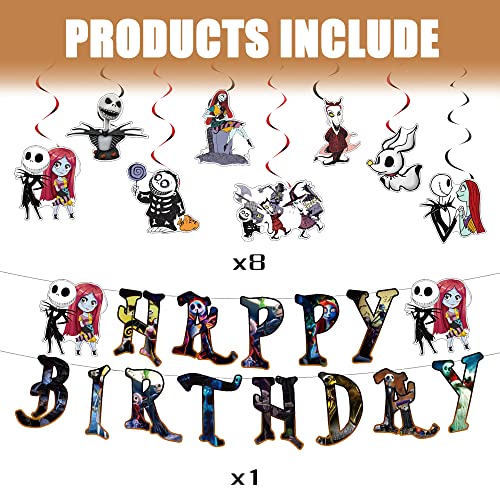 Christmas Nightmare Character Birthday Party Decorations Nightmare Happy Birthday Banner Hanging Swirls For Birthday Party Supplies Halloween Decorations #TOP1