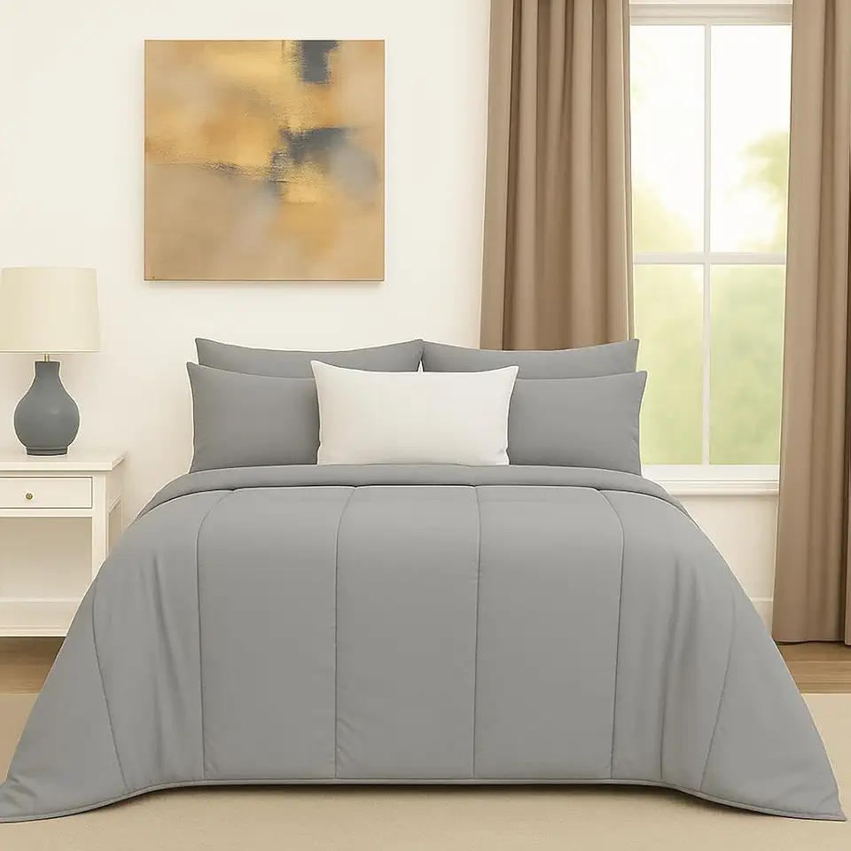 Edredom Queen Percal 400 Fios Extra Grosso Hotel Premium – Toque Ultra Macio (Cinza)