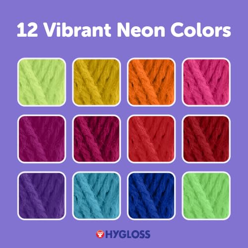 Image of Hygloss Neon Acrylic Yarn for Crocheting & Hand Knitting - Set of 48 | CR- 24 Yard Per Skein | Total 1,152 Yds | Beginner Friendly | Soft Smooth Crochet Yarn #3 Weight DK | Mini Colorful Skeins
