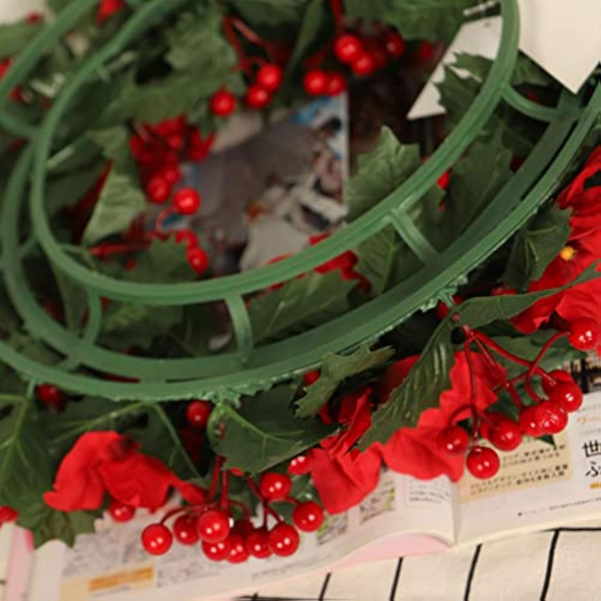 Artificial Leaves Flower Wreath Red Fruit for Party Decor