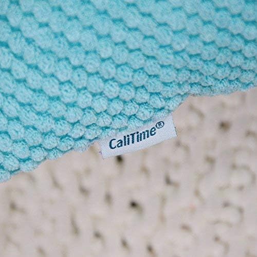 CaliTime Pack of 2 Comfy Pillow Covers Cases for Couch Sofa Bed Comfortable Soft Solid Corduroy Pineapple Trellis Both Sides 12 X 20 Inches Blue Turquoise