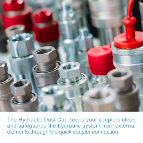 Image of PATIKIL ISO-A 3 /8 Hydraulic Coupler Male Dust Cap and Female Plug Cover, 4 Sets Hydraulic Quick Connect Coupling with Retention Ring Keeps Cap Connected to Hose