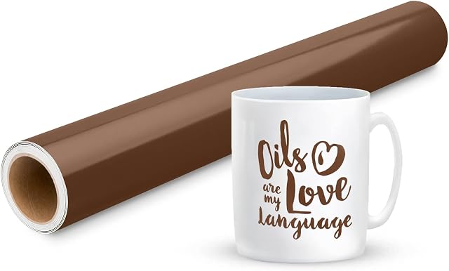 Prime Vinyl 11Ft Glossy Brown Vinyl for Cricut - 30.5 x 335.5 cm Brown Permanent Vinyl Roll for Silhouette Cameo, Cutting Machine, Home Decor, Cups, Car Window