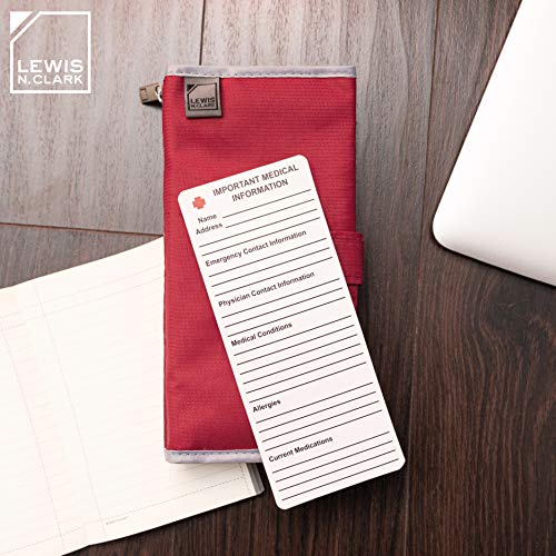 Image of Lewis N. Clark Travel Pill Organizer, for Vitamins, Medication, Prescriptions, Or Medicine Storage, 16 Slot Pouch, Red