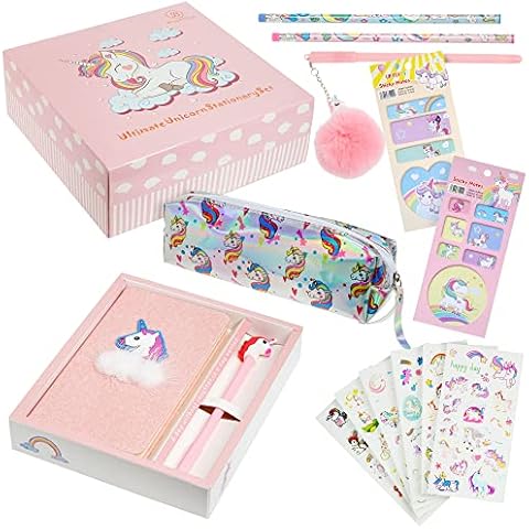 Brightzen Unicorn Stationery Set - Unicorn Notebook, Pens, Pencils, Pencil Case, Pocket Notepad and Stickers, Great Birthday Gifts for Girls Age 4 5 6 7 8 9 10 11 years old Cover
