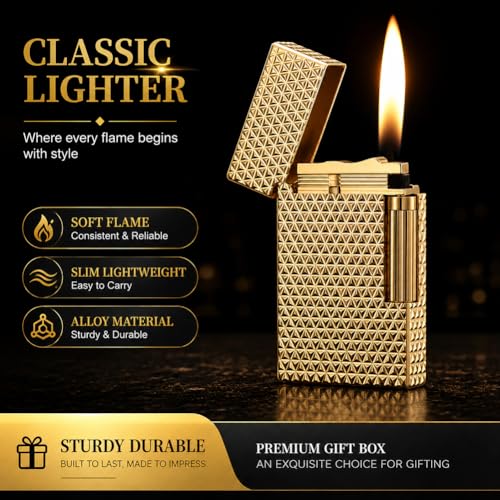 Encendedor metálico rellenable JIANCHEN estilo Art Deco miniatura 2