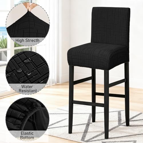 Image of JIUZHEN Black Stretch Velvet Bar Stool Counter Covers Set of 4