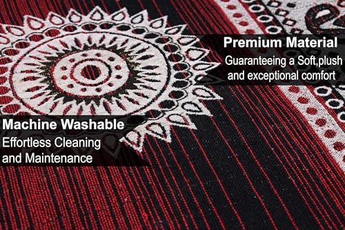 Image of ErraTex Hand Woven Cotton Carpet Multicolor Durable Lightweight Durrie Persian Style Area Rug for Living Room Bedroom Hallway Aladin Design 5x7 Feet Multicolor Red 2