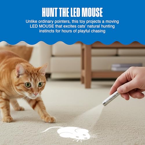 Image of Penn-Plax LED Mouse Projection Toy for Cats - Interactive Cat Toy with Moving Mouse LED Projection for Indoor Chase Play, Exercise, Activity, Mental Stimulation & Everyday Fun - 0.5 x 4.5 x 4 Inches