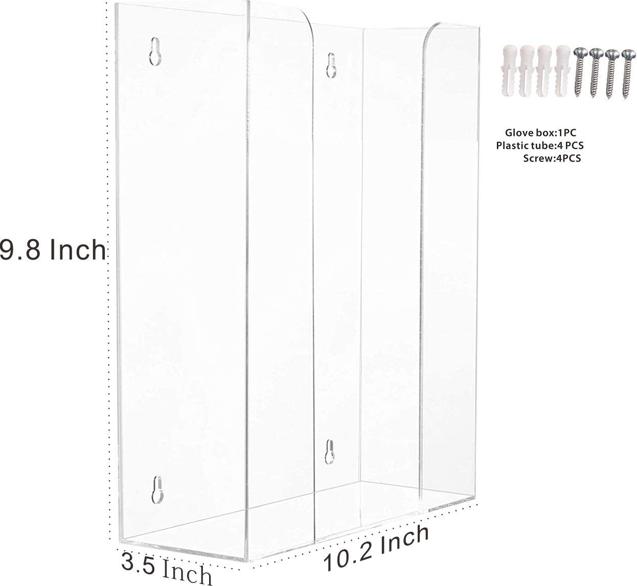 Cq acrylic Clear Mask Dispenser Wall Floating Glove Rack and Glove Box Dispenser Holder 10.2”x9.8”x3.5” Pack of 1