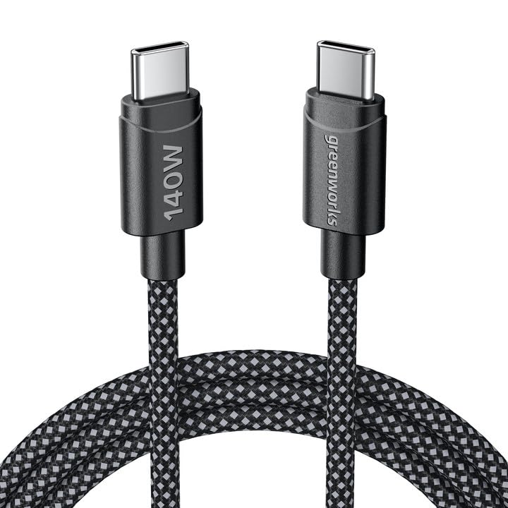Cordon tressé durable USB C Greenworks haute résistance pour tablettes et ordinateurs