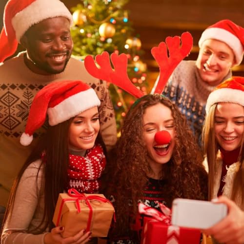 Kit 6 Peças Touca Gorro Chapéu Natal de Papai Noel Linha Luxo Confortável Algodão Veludo Vermelho Tr