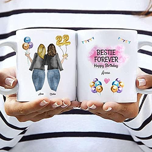 Best Friend Birthday Mug | Personalized Custom Birthday Gift | Best Friend | BFF Friendship Best Friends | 2 Sides | White Ceramic Mug