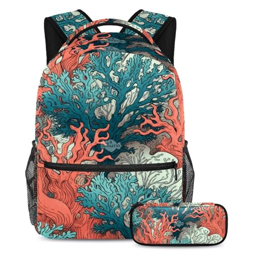 Cartables coraux de grande capacité anti-panne de place avec trousse
