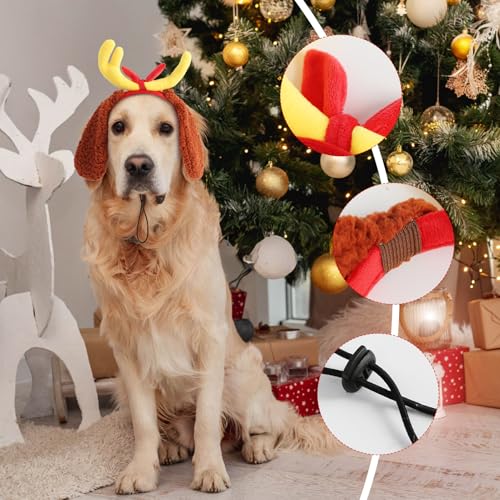 Disfraz Navidad con cuernos de reno y collar para perros M miniatura 5