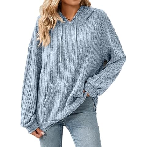 Gemulate Women's Light Blue Drawstring Hoodie Cover