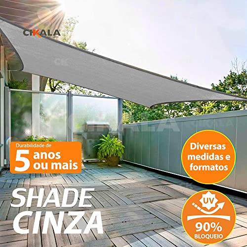 Tela Toldo Sombreamento Cinza 5x3 Mts Shade + Kit Fixação