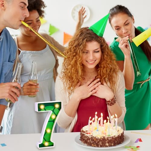 LED Number Lights Cartoon Themed Birthday Decorations LED Light Up Number Centerpieces Table Decorations for Party Supplies Backdrop Wall Decor for Birthday Party Decorations (Cartoon Turtle Theme, Number 7)