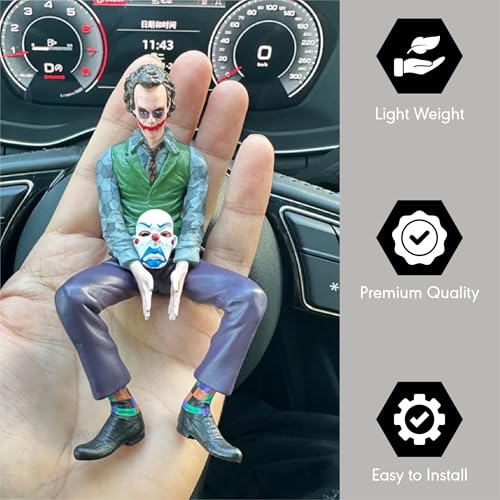 Image of OBEROI'S TRADERS Joker Car Dashboard Figurine Small Size | Villain Mask Idol for Car Interior Decoration | Premium Resin Showpiece for Home & Office | Anti-Slip Base (Small)