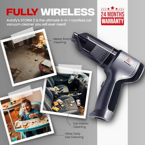 Image of Autofy Storm 2 [4-in-1] Powerful & Fully Wireless Car Vacuum Cleaner Air Blower - 12000PA 2.5X More Suction Power - BLDC Long Life Motor - 2 Suction Speeds - 25 mins Runtime (24 Months Warranty)