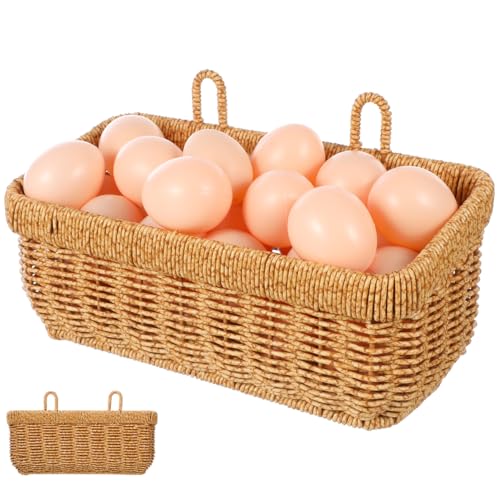 PRETYZOOM Woven Hanging Wall Baskets, Small Boho Natural Wicker Storage