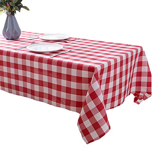 🔥 Flash Sale Christmas Carnival Party Table Cover, Premium Dark Red Checkered BBQ Tablecloth - Gingham Checkerboard PVC Tablecloth for Any Party or Event, 54 x 79inch (red and White Checkered)