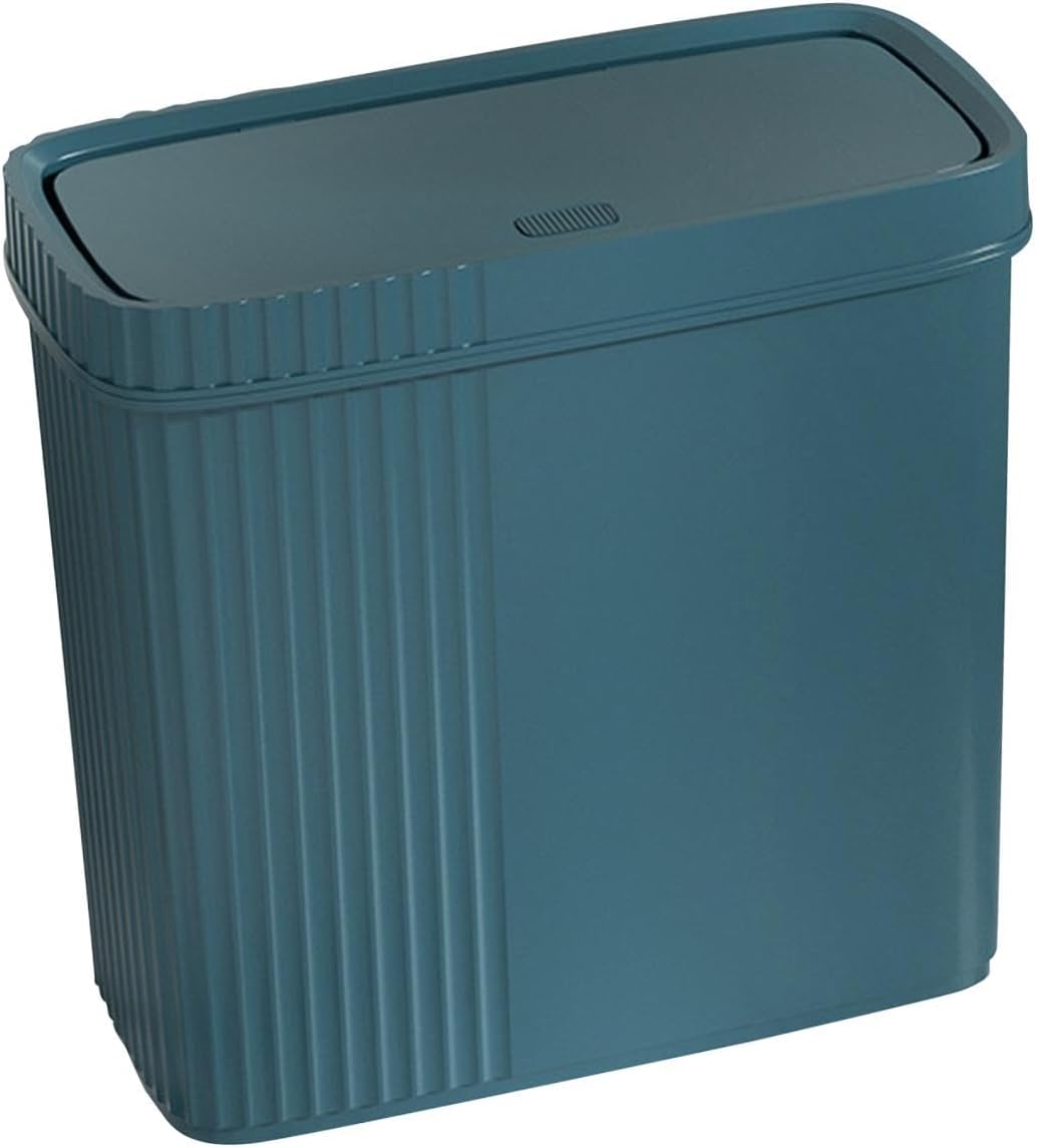 Slim Narrow Bathroom Trash Can Wastebasket for Toilet Rectangular 11x5.3x10.7inch Garbage Container, Dark Green