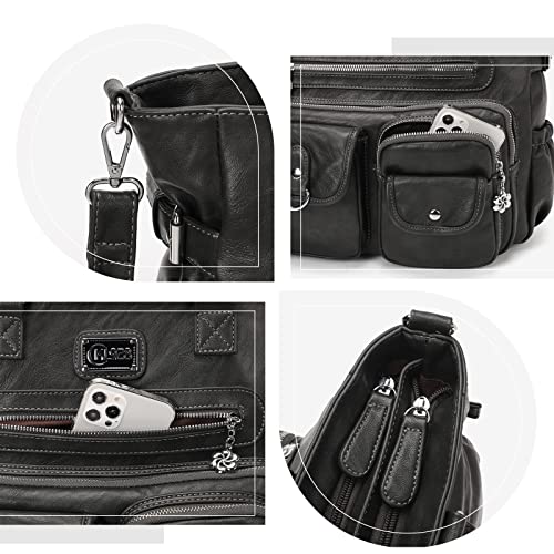 Image of KL928 Large Purses for Women Shoulder Bag Tote Handbags Stylish Vegan Leather Hobo Bags Ladies, A-Black-4 | Large