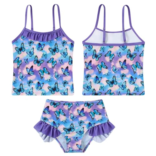 Image of BFUSTYLE Girls Swimsuit 3 Pieces Rash Guard Kids Long Sleeves Bathing Suit 3-8 Years Sun Proction Swimwear Tankini