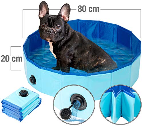 Sweetypet Pool: Faltbarer Hundepool mit rutschfestem Boden & Ablassventil, 80 x 20 cm (Faltbarer Pool, Faltbares Planschbecken, Hund)