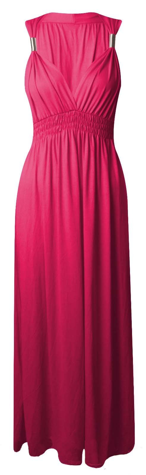 Trendy-Clothings Women's Sleeveless Spring Coil Maxi Dress Long Jersey Stretch Maxi Dress