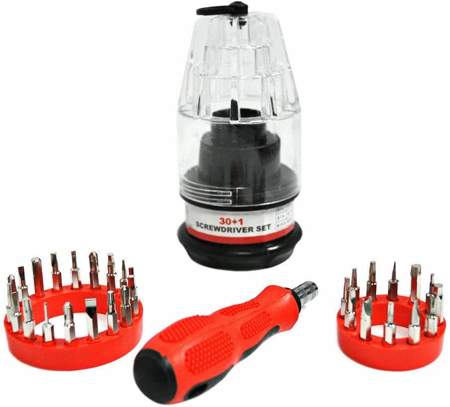 30-in-1 Magnetic Precision Ratcheting Screwdriver Bit Set Multi Tool Repair Kit Phillips Torx Slotted Flathead Hex Bits with Carrying Case & Non-Slip Grip Handle