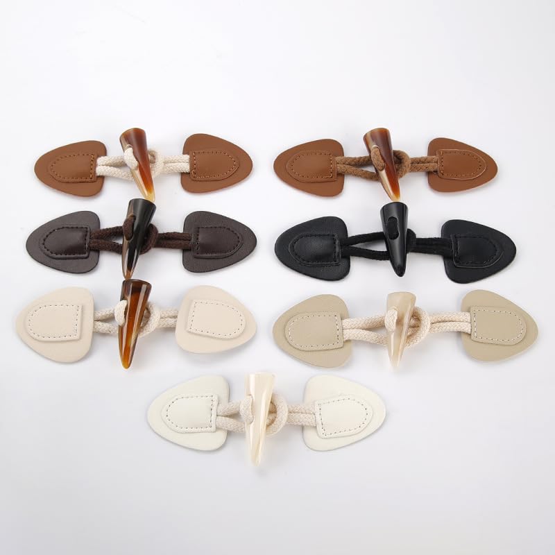 5 * 16cm 10pz Fibbia in Pelle di Corno di Pecora Bottone in Resina Fibbia per Cappotto da Donna Giacca a Vento Fibbia in Corda di Cotone Fibbia in Pelle Bottone da Cucito (Bianco 5 * 16cm 10pz)