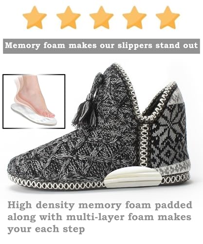 Women's Fuzzy Bootie Slippers, Plush Fleece & Memory Foam House Boots, Cozy Non-Slip Indoor/Outdoor Shoes4