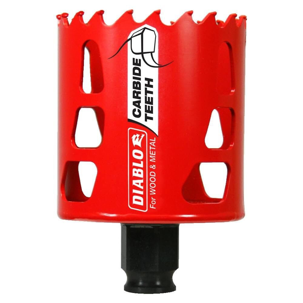 Diablo Carbide Teeth Hole Saw for Wood and Metal - Fits with Snap-Lock Plus Mandrel System, Tool-Free Plug Ejection - 2-3/8" Diameter, 2-3/8" Length -