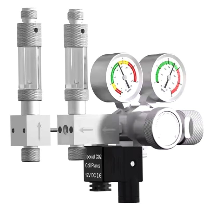 Regolatore Co2 Fai-da-Te for Acquario valvola di Regolazione a Doppio Stadio Valvola di riduzione Co2 con Uscita Multi Splitter for Acquario(G3-4)
