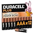 DURACELL Batterie Plus AAA (Confezione da 12) – Batterie Alcaline da 1,5 V – Fino al 100% di durata extra con Attivi POWER BOOST – Affidabilità per i dispositivi di utilizzo quotidiano - MN2400