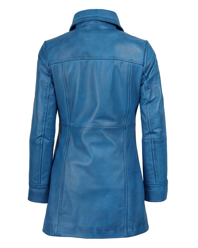 Image of Blingsoul Women's Lambskin Leather Car Coat - Vintage Real Long Leather Jacket for Women