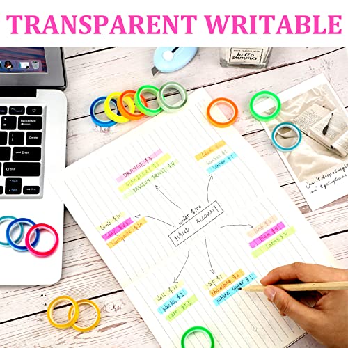 28 Rolls Removable Highlighter Tape With 2 Knife, 14 Rolls 0.31 Inch Wide And 14 Rolls 0.24 Inch Wide, Multi Color Marking Sticker Removable Fluorescent Colored Tags For Reading Class, 16 Ft Per Roll #TOP3