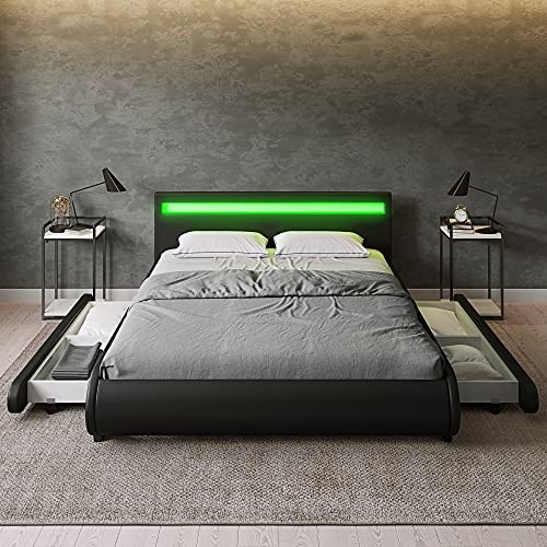 ZTOZZ Litenight LED Bed Frame Queen Size Low Profile Platform Bed