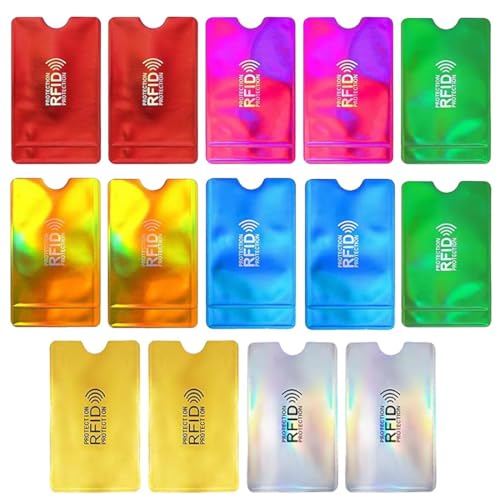 XUZOPIM - XUZOPIM Lot de 14 Pièces Pochettes De Protection RFID Colorées pour Cartes De Crédit,Etui De Crédit Sécurisé sans Contact Blocage Porte-Cartes Anti Vol Applicable Carte D'Identité, Carte