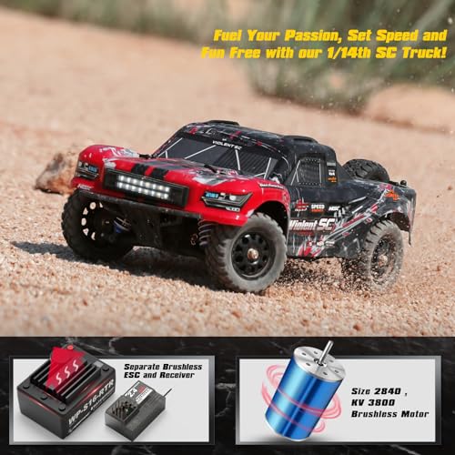 Image of HAIBOXING 3100A 4X4 Off-Road Brushless RC Short-Course Truck, 1:14 Scale Fast RC Car, Max Speed of 42 km /h (or 60 km /h with 3S Battery), 4WD Electric Powered Remote Control Truck for Adults and Boys