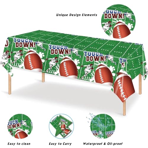 Football Party Decorations Table Cloth Favors Set, Football Field Tablecloth Rugby Game Rectangle Tablecloth Cover and Football Banner Flag for Football Themed Supplies Gift Celebration Decor - Image 6