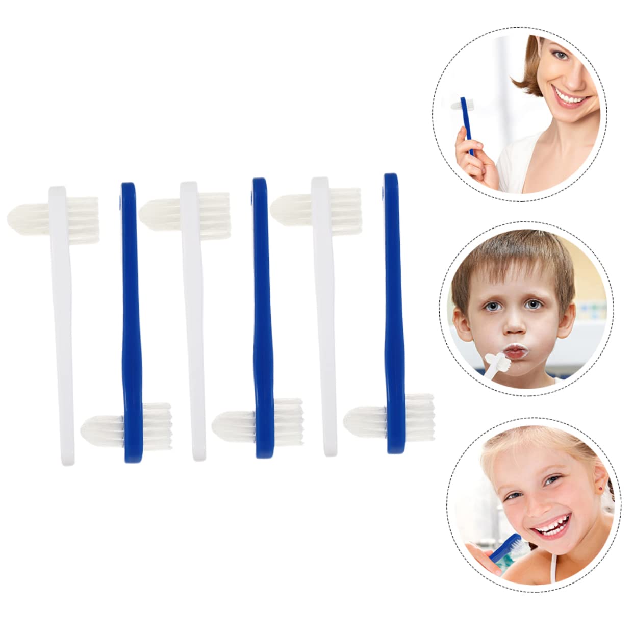 Anneome 30 Pz finto spazzolino a doppia testa 2 spazzolini a setole detergente creativo per denti finti mini viaggio spazzolino denti spazzolino portatile dentiera detergente per protesi